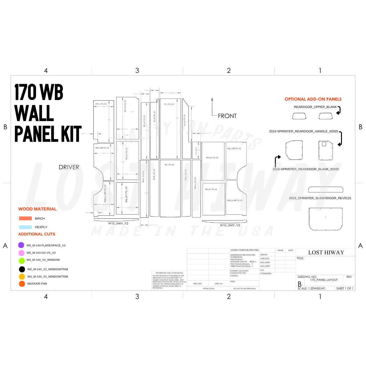 HIGH ROOF WALL PANELS (UN-UPHOLSTERED)
